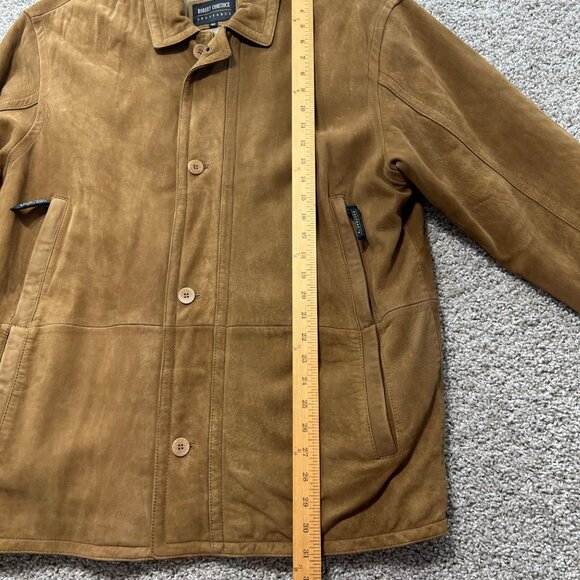Robert Comstock Mens Suede Leather Jacket Sz 42 Button Front With Zip Pockets - Picture 9 of 12